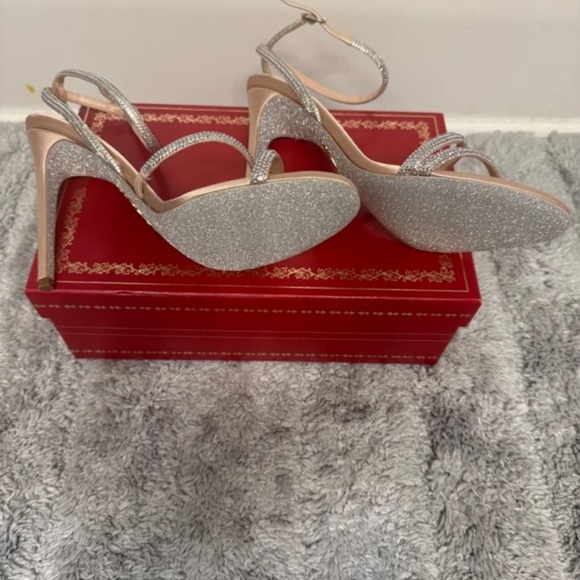 Rene Caovilla Shimmering Silver Strappy Heels - Picture 5 of 5